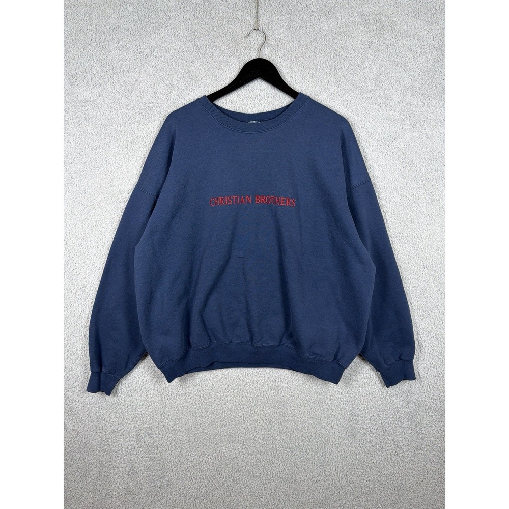 Vintage Champion‎ Crewneck Sweatshirt Christian Brothers Spellout Blue Size 2XL